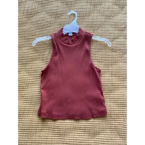 Women's‎ Old Navy Mock Neck Sleeveless Crop Orange Top Size Petite Small